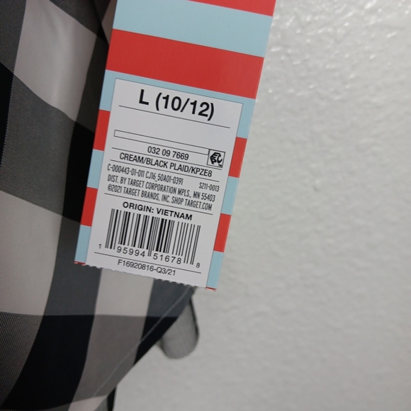 Cat & Jack Dress L (10/12) Black Velvet Plaid Skirt Taffeta Holidays Party L/S - Picture 9 of 12